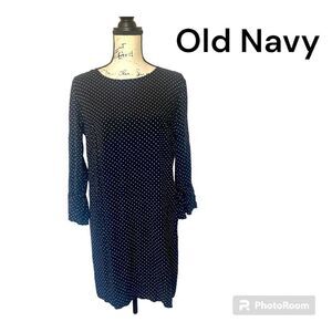 Old Navy Black & White Polka Dot Bell Sleeve Dress